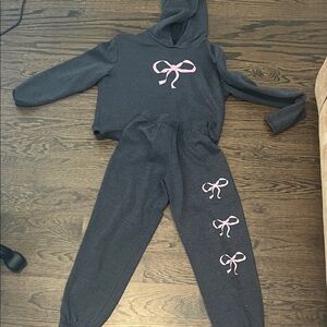 Cozy Kids Matching Set with Pink Bow Accents